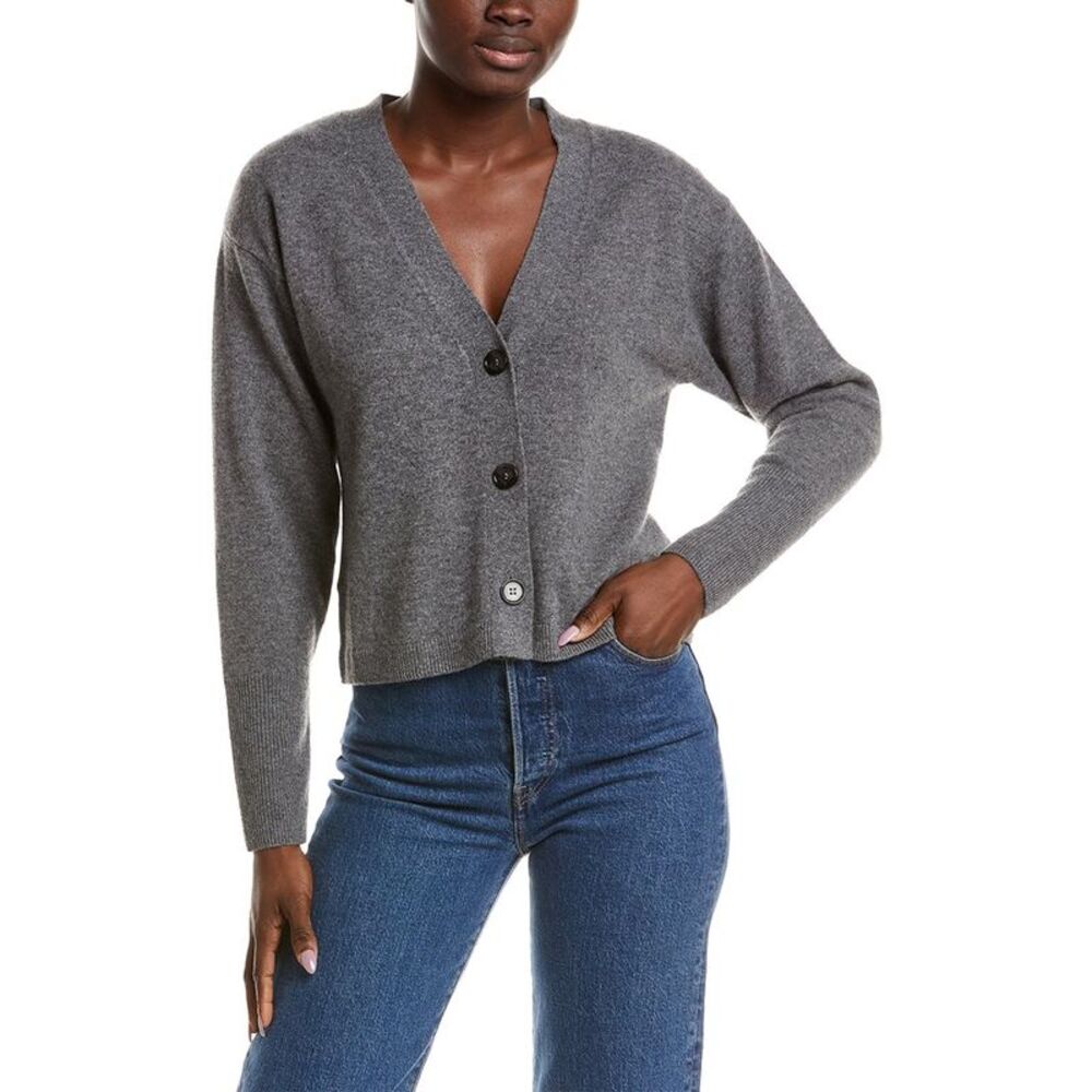 Naadam Womens Cashmere Blouson Cardigan, Gray - Picture 1 of 3